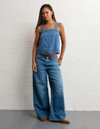 AE Square Neck Pieced Denim Tank Top