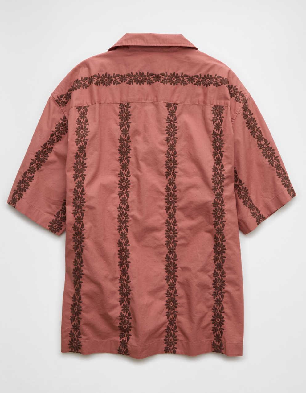 AE Poolside Linen-Blend Printed Button-Up Shirt