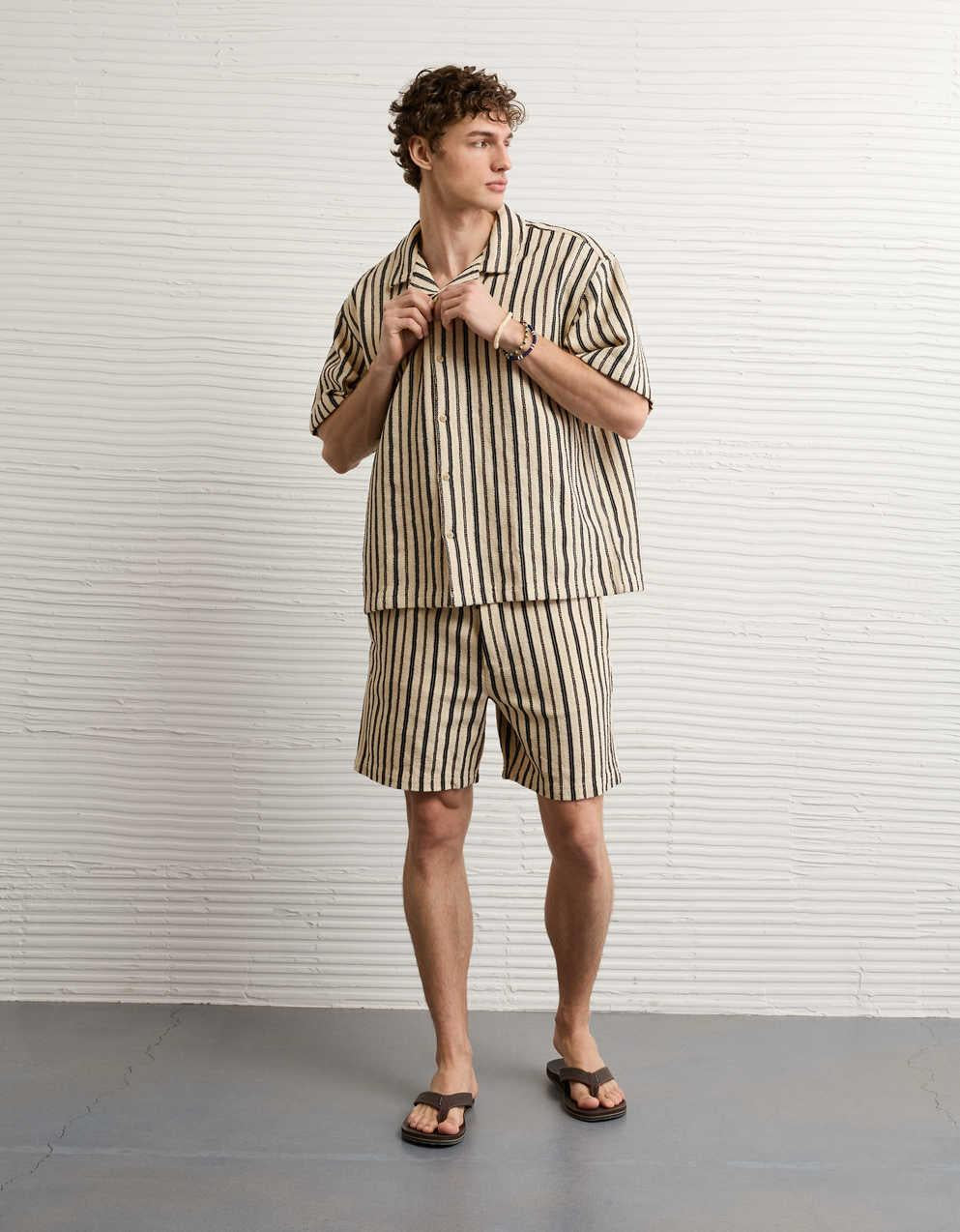 AE Relaxed Fit Camp Collar Button-Up Shirt