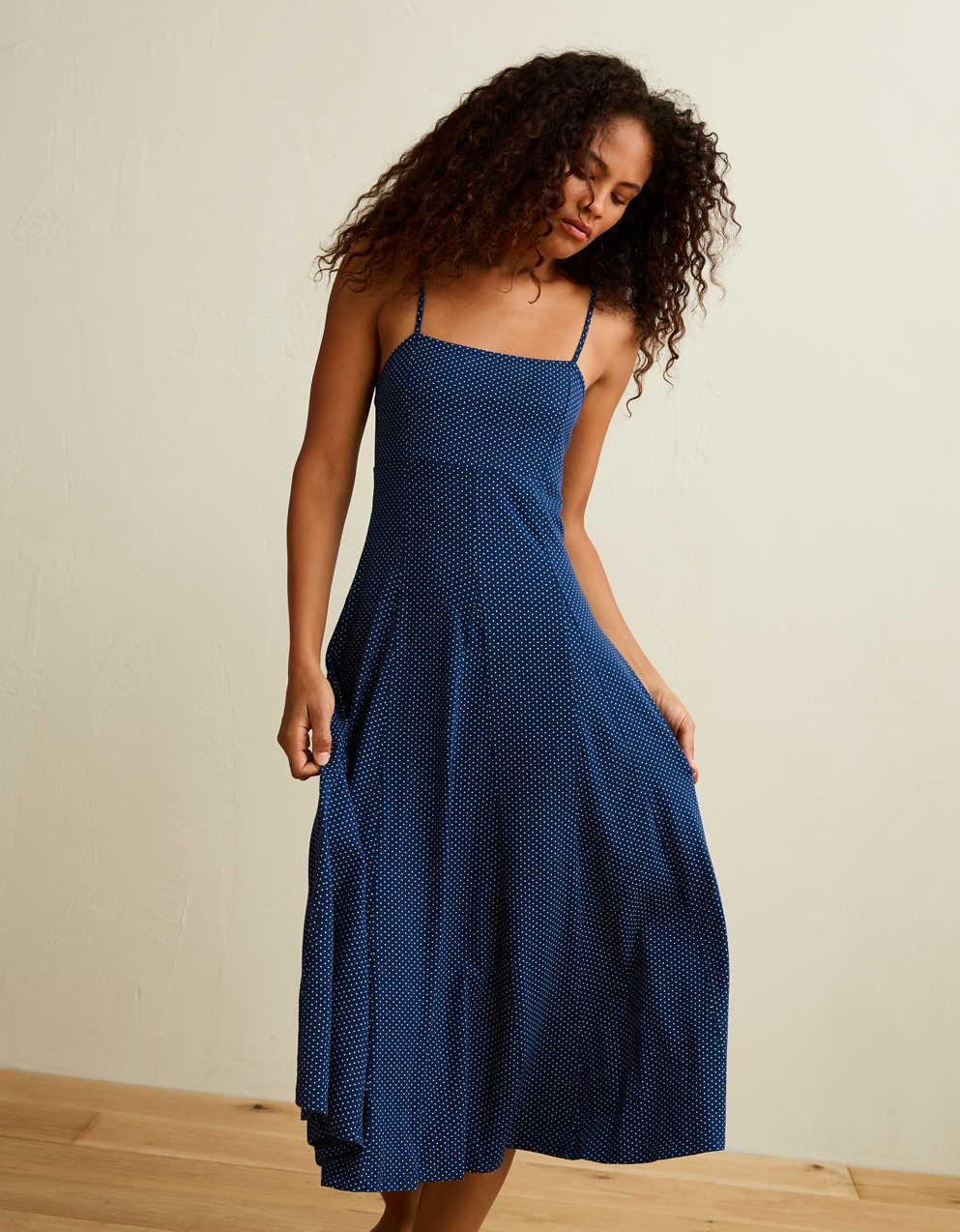AE Knit Tie-Back Godet Midi Dress