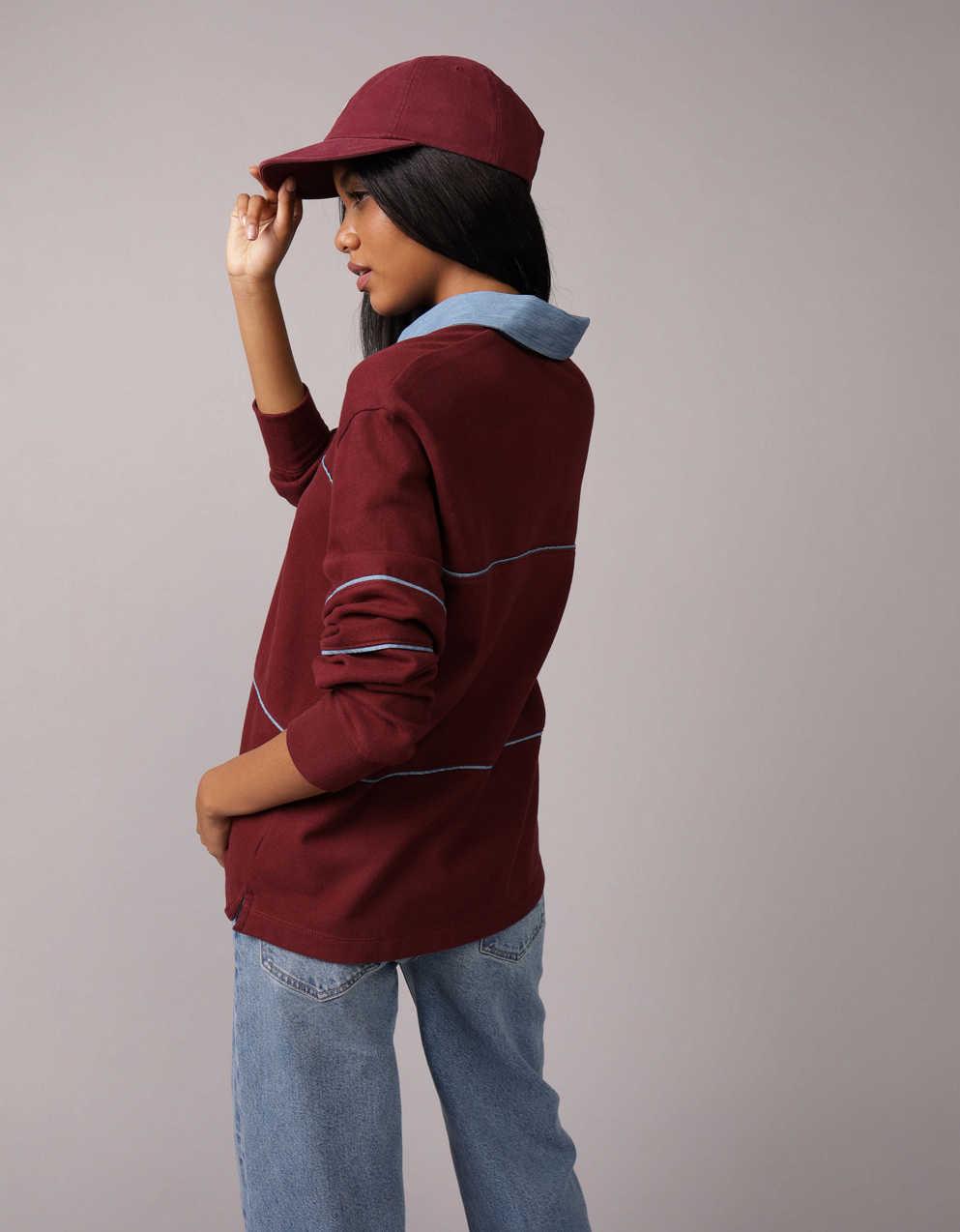 AE Long-Sleeve Oversized Polo Shirt