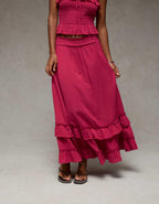 AE Mid-Rise Tiered Ruffle Maxi Skirt