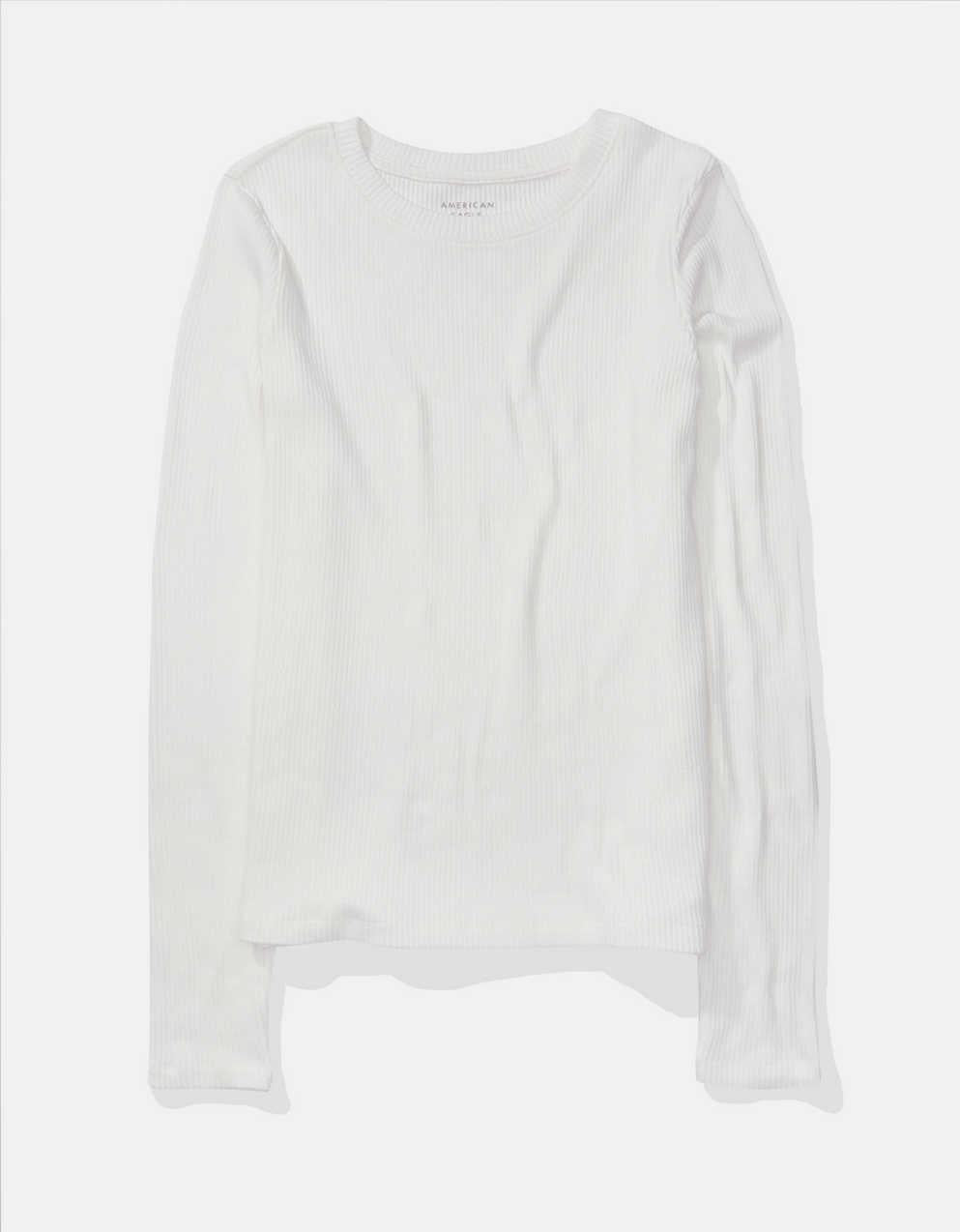 AE Long-Sleeve Waffle Plush Crew Neck Tee