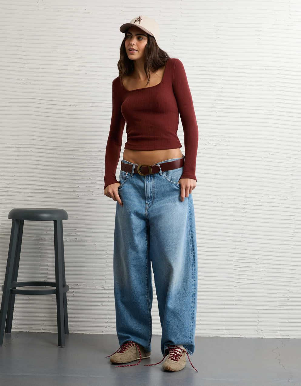 AE Long Sleeve Square Neck T-Shirt