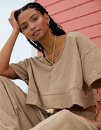 Aerie Happiest Cropped V Neck T-Shirt