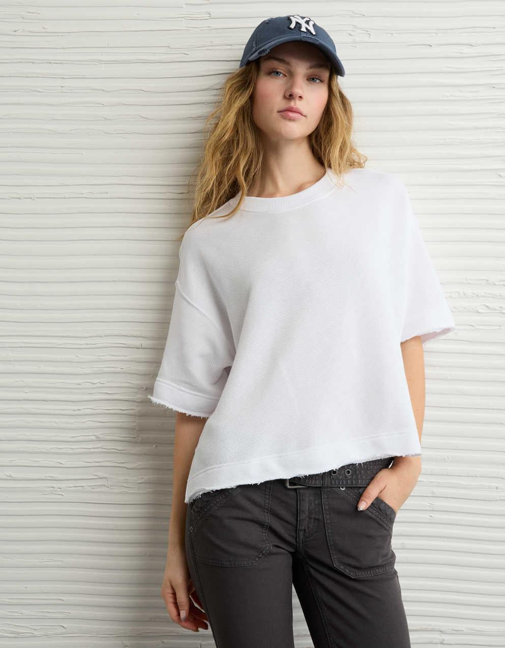 AE Boxy Short-Sleeve Sweatshirt