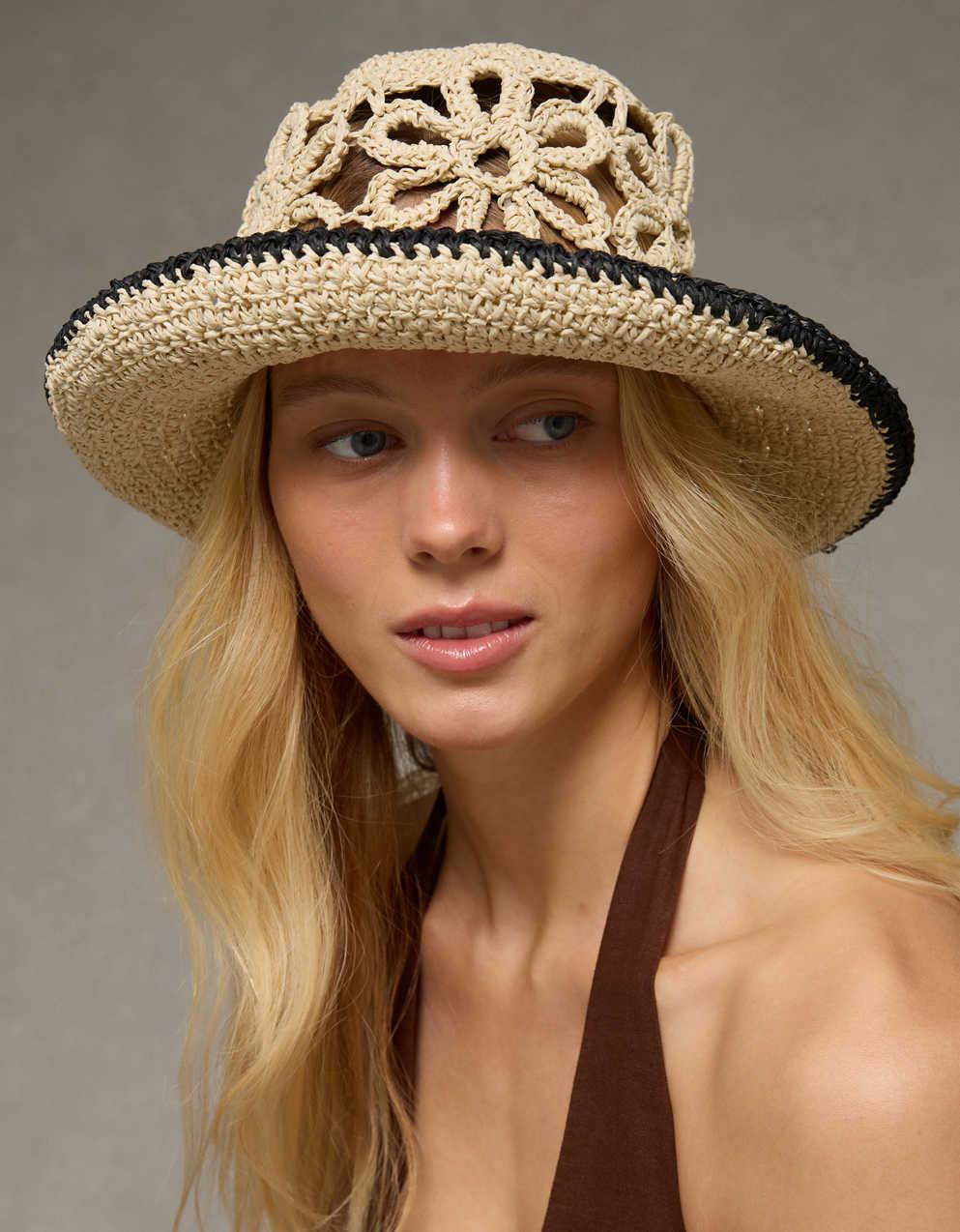 AE Raffia Flower Bucket Hat