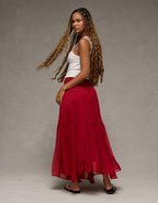 AE Smocked Handkerchief Hem Maxi Skirt