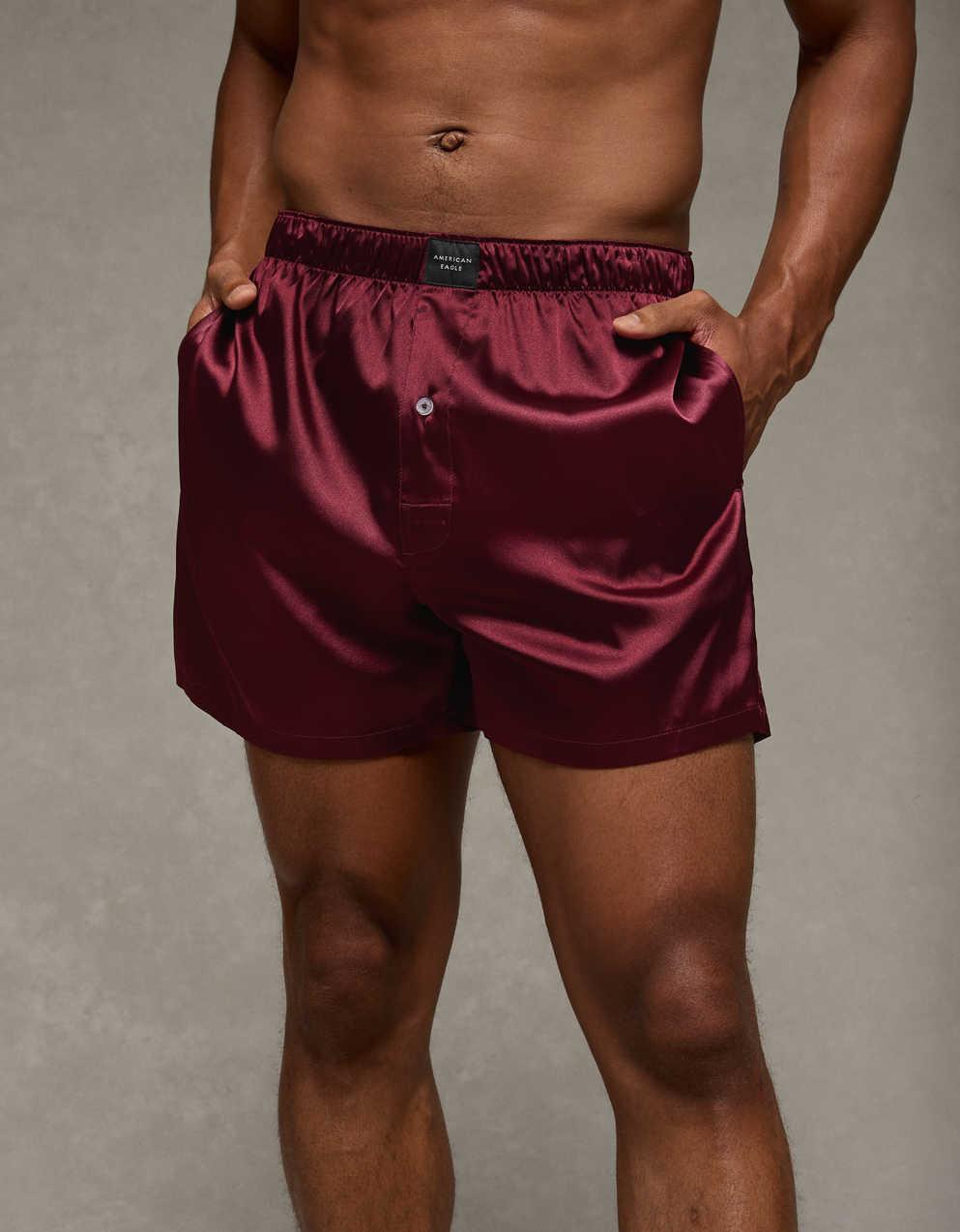 AEO Men's Solid Satin Pocket Boxer Short