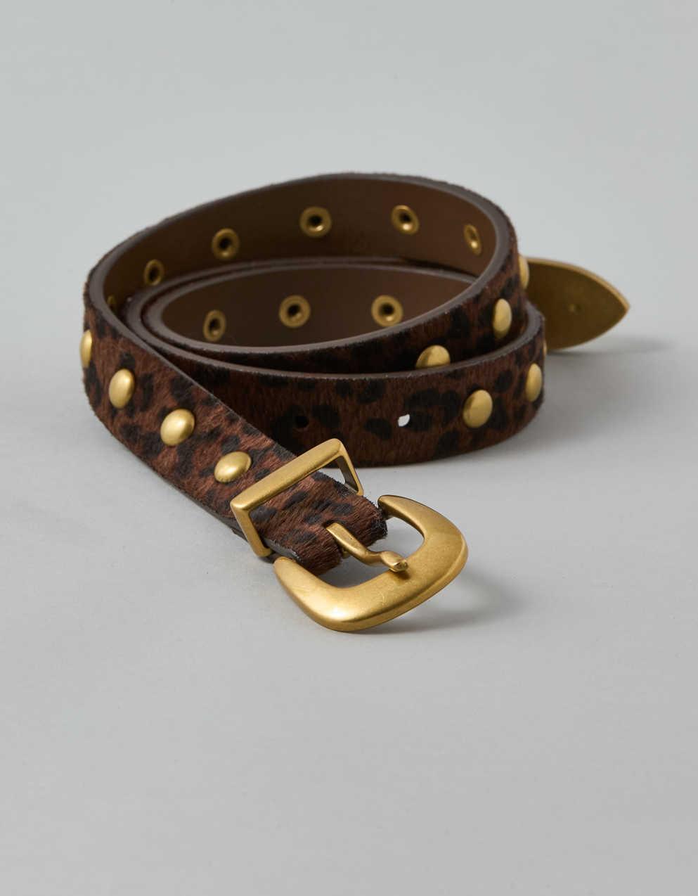 AE Leopard Print Studded Western Belt