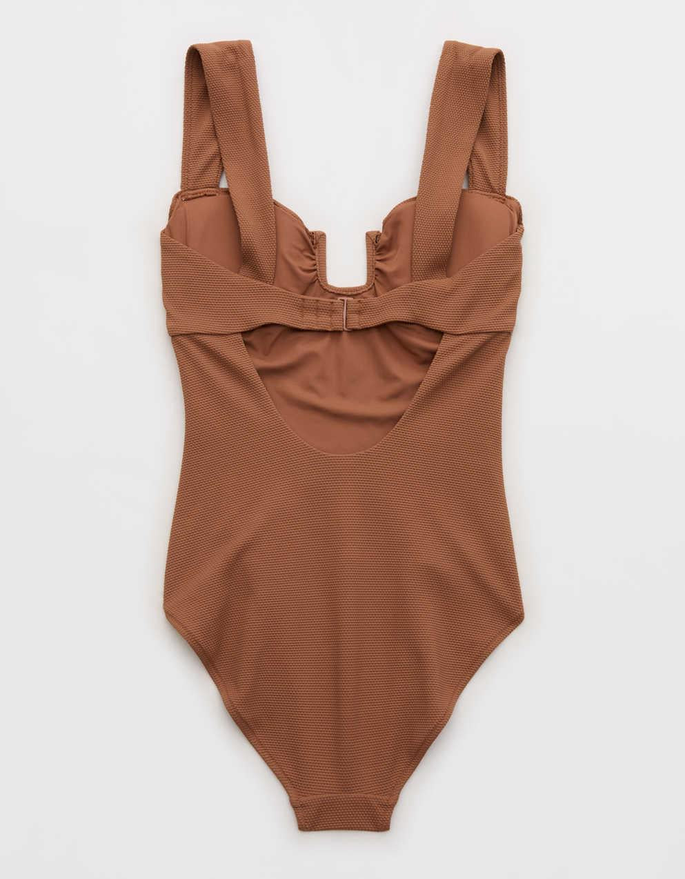 Aerie Pique Bandeau Full Coverage One Piece Swimsuit