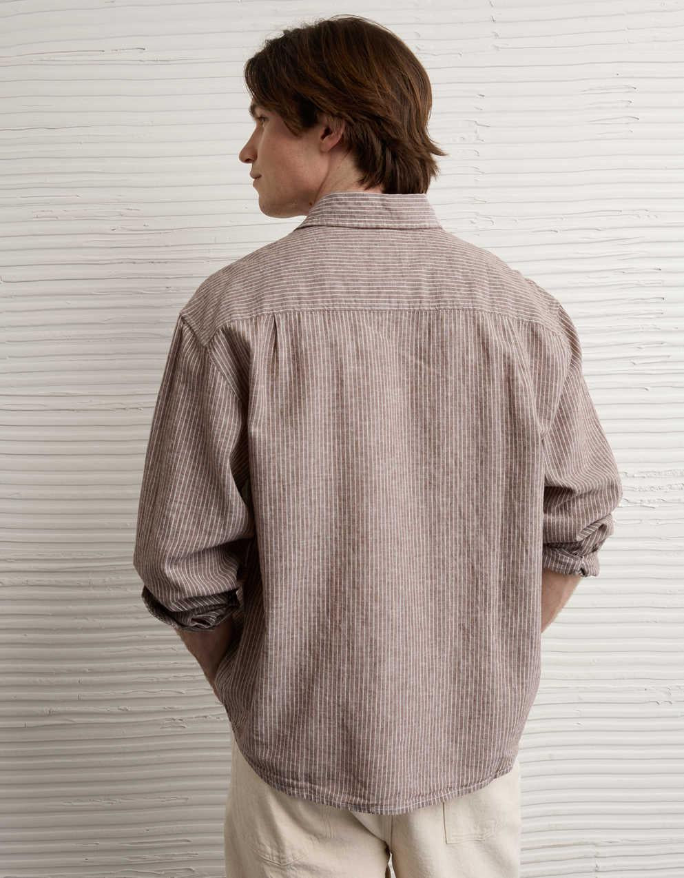 AE Relaxed Fit Linen-Blend Button-Up Shirt