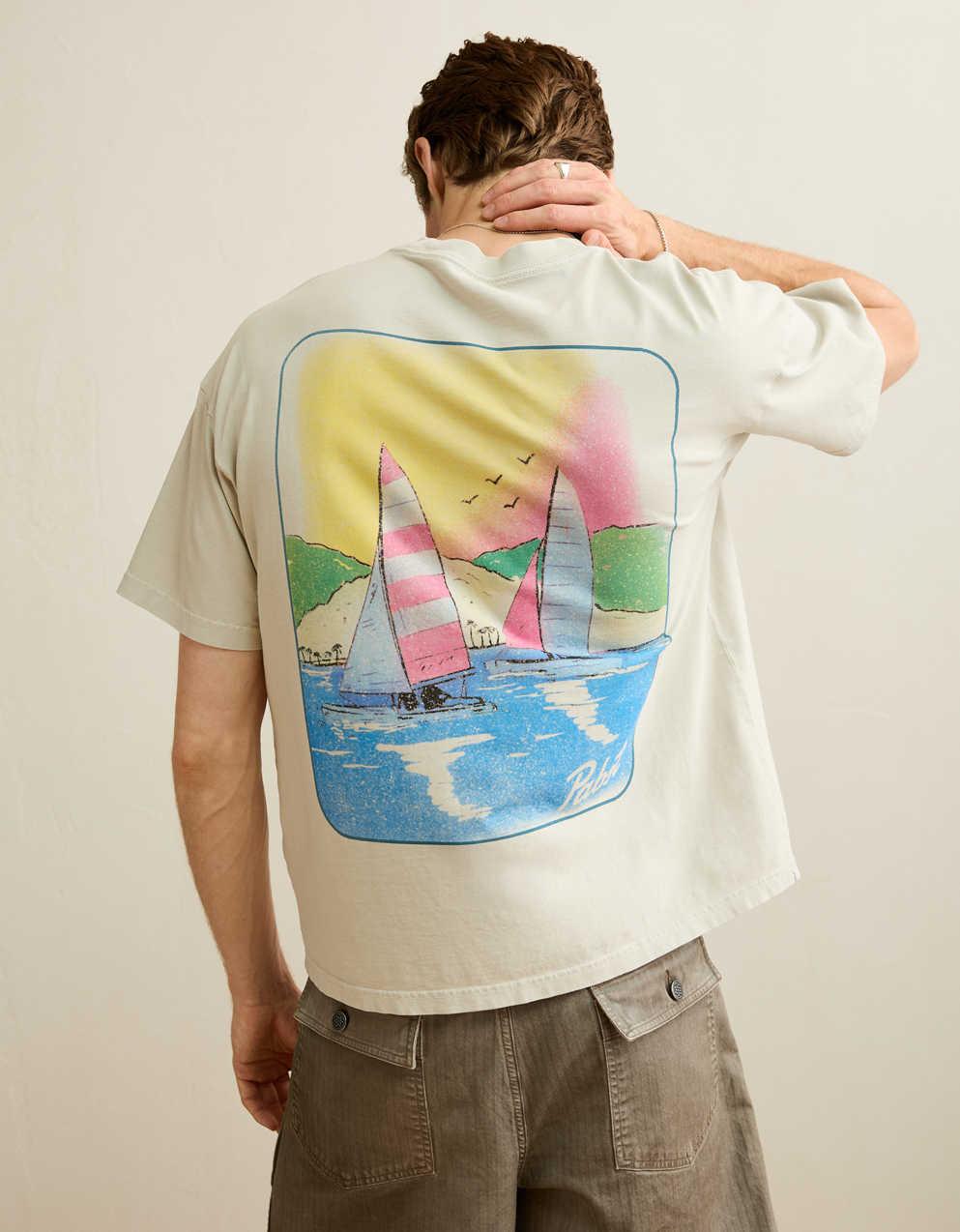 AE Boxy Fit Pabst Blue Ribbon Graphic T-Shirt