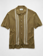 AE Weekend Button-Up Striped Sweater Polo Shirt