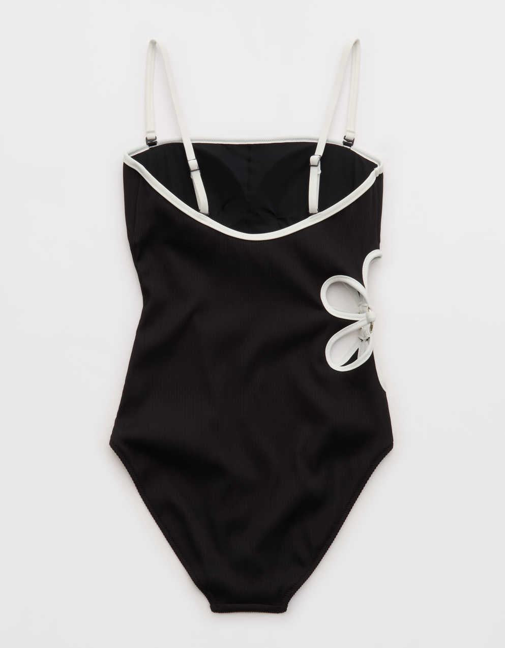 Aerie Daisy Bandeau Full Coverage Ribbed One Piece Swimsuit