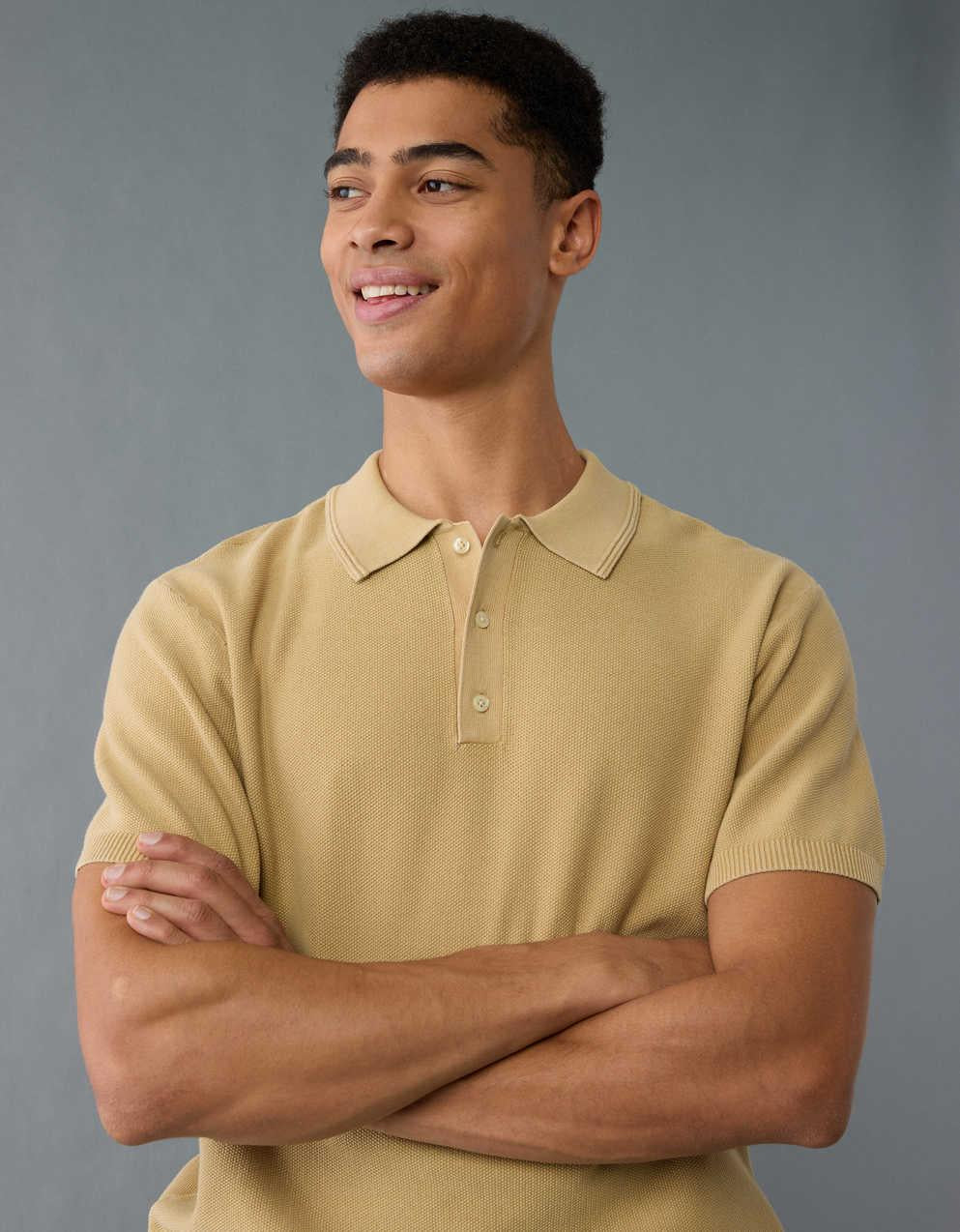 AE Weekend Washed Sweater Polo Shirt