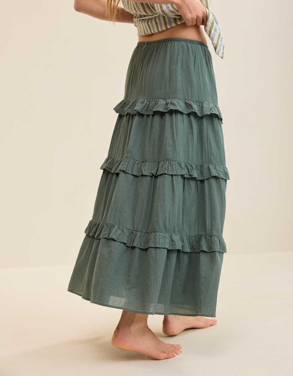 Aerie Ready To Ruffle Tiered Midaxi Skirt