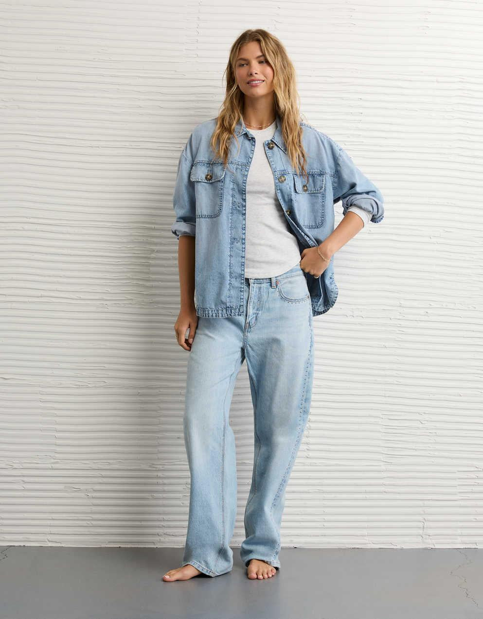 AE Studded Denim Shacket