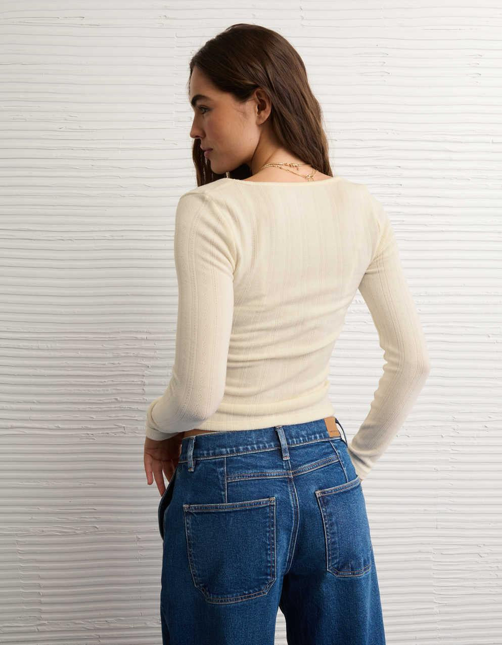 AE Long Sleeve Square Neck T-Shirt