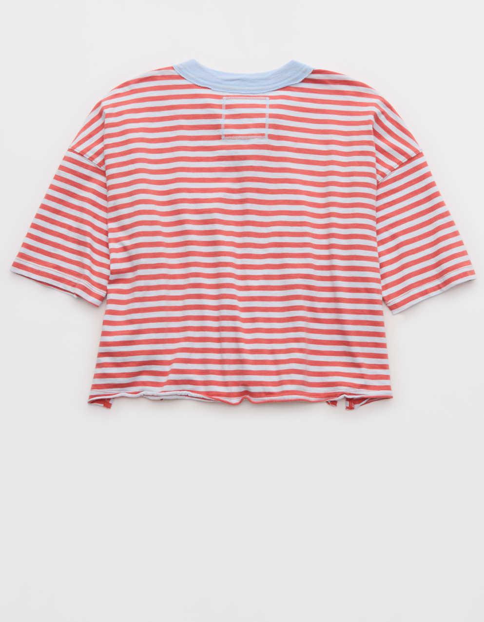 Aerie Remix Henley Cropped T-Shirt