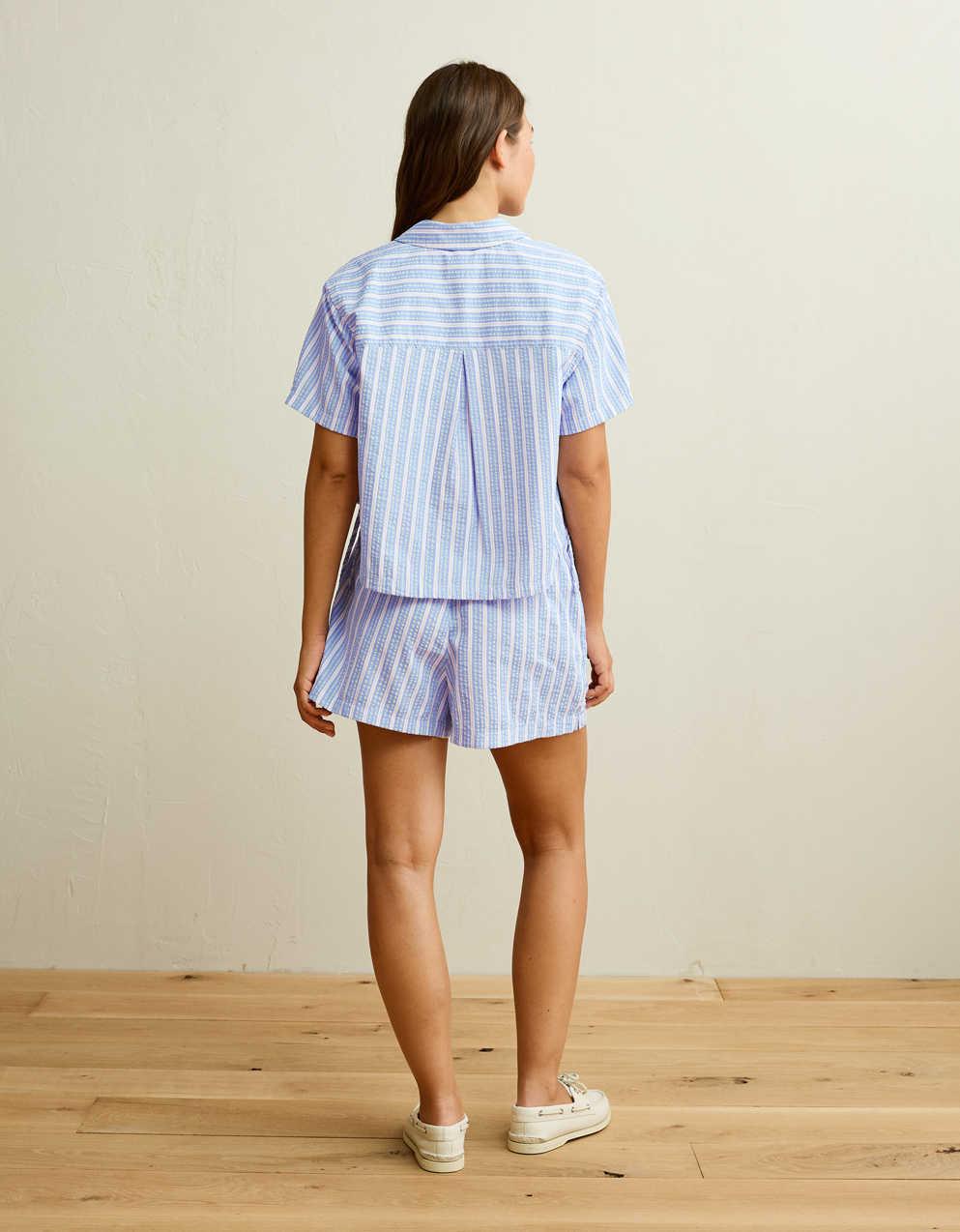 AE Short-Sleeve Side-Tie Button-Up Shirt