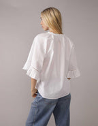 AE Linen-Blend Ruffle Blouse