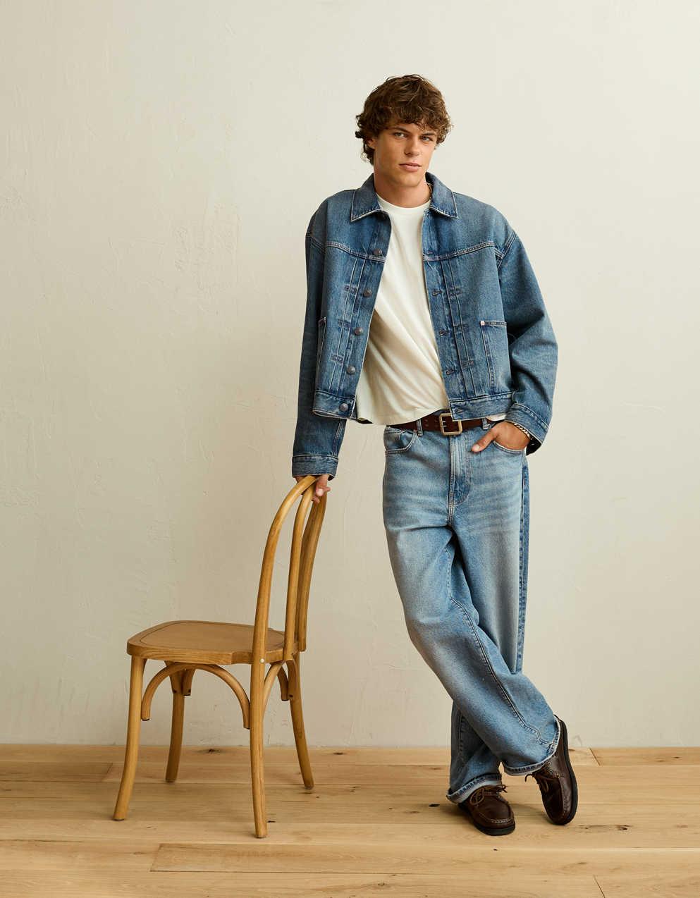AE Relaxed Fit Denim Utility Jacket