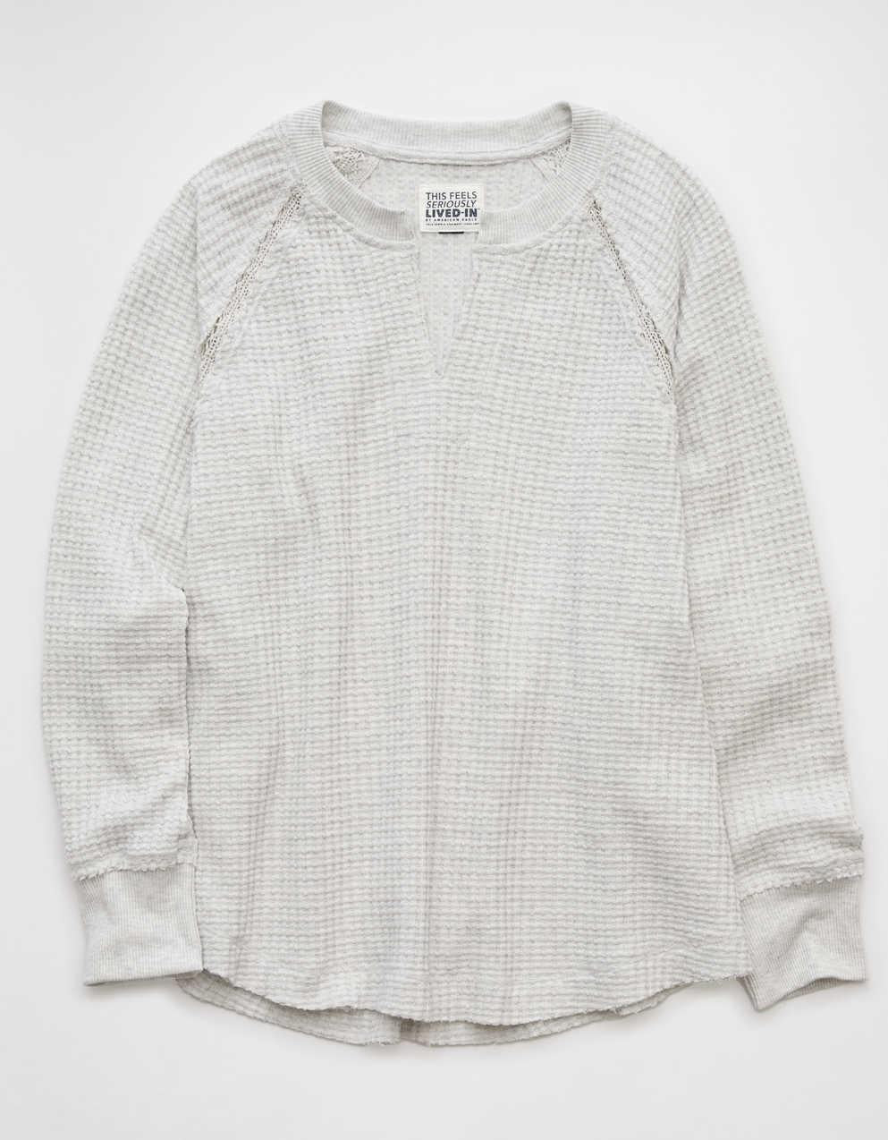 AE Big Hug Notch Neck Waffle Sweatshirt
