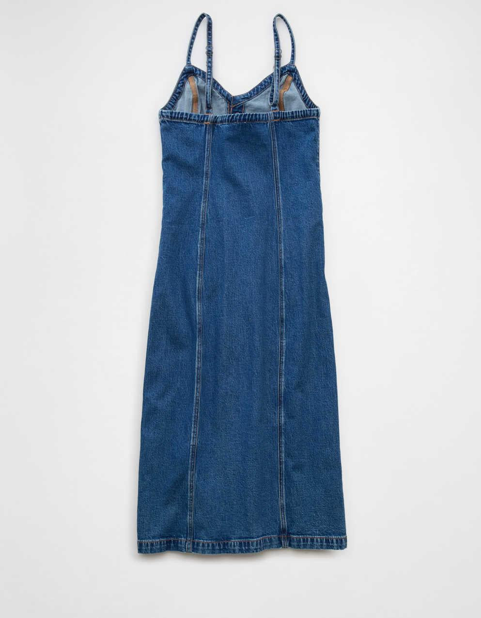 AE Denim Button-Up Midi Dress